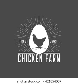 chicken icon, vector chicken silhouette, isolated chicken farm logo 
