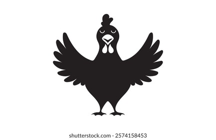 Chicken icon, vector silhouette on white background.