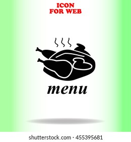 Chicken icon vector web icon. Black illustration on white background