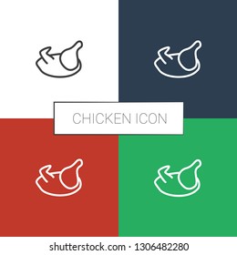 chicken icon white background. Editable outline chicken icon from agriculture. Trendy chicken icon for web and mobile.