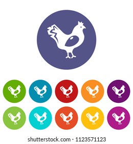 Chicken icons color set vector for any web design on white background