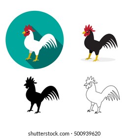 Chicken icons in flat style, vector design