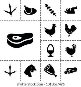 Chicken icons. set of 13 editable filled chicken icons such as chicken, footprint of  icobird, wrap sandwich, kebab, egg
