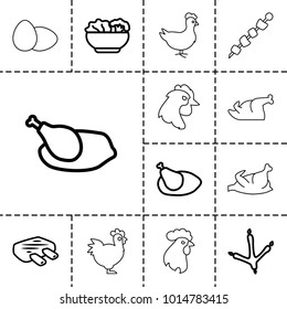 Chicken icons. set of 13 editable outline chicken icons such as footprint of  icobird, chicken, food, meat, egg, rooster