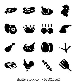 Chicken icons set. set of 16 chicken filled icons such as egg, footprint of  icobird, rooster, wrap sandwich, meat leg, kebab, easter egg