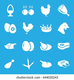 Chicken icons set. set of 16 chicken filled icons such as egg, footprint of  icobird, meat leg, easter egg