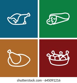 Chicken icons set. set of 4 chicken outline icons such as