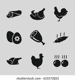 Chicken icons set. set of 9 chicken filled icons such as chicken, wrap sandwich, easter egg