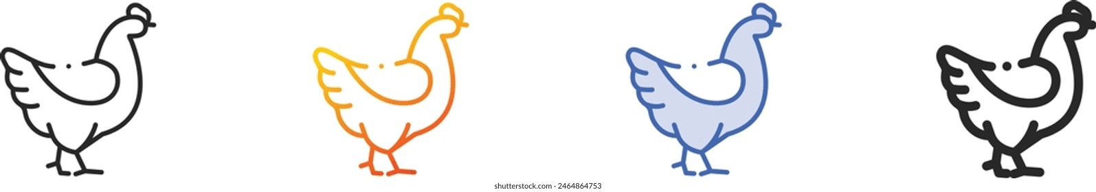 chicken icon.Thin Linear, Gradient, Blue Stroke and bold Style Design Isolated On White Background