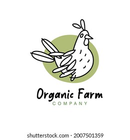Chicken Illustration. Organic Farm. Poultry Logo Design