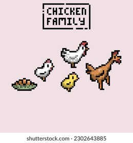 chicken illustration pixel art style with colorful color good for your project and game asset.