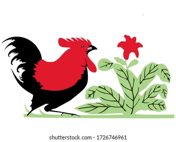 chicken illustration vector isolated on white background