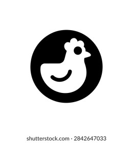 Chicken Inside Circular Badge Solid Icon