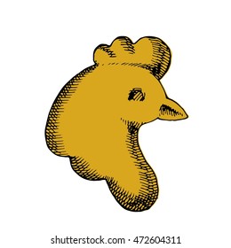 Chicken isolated. Colored hand drawn vector stock illustration