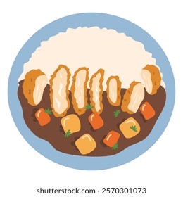 Chicken katsu japanese food illustration