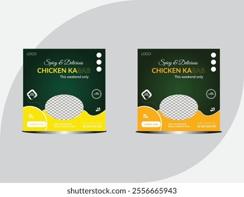 Chicken Kebab Instagram Post. perfect for restaurants and food businesses, Social Media Post Template