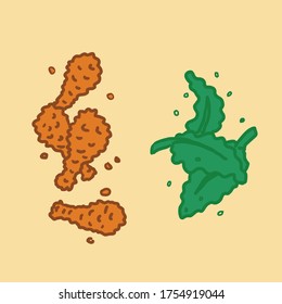chicken KFC and spinach illustration 
