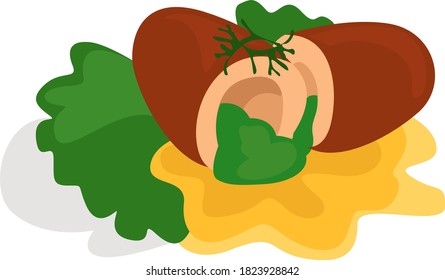 Chicken kiev food, illustration, vector on white background