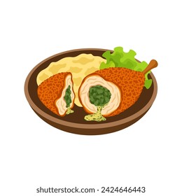 Chicken Kiev tradicional plato ucraniano ilustración vectorial