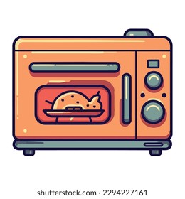 chicken in kitchen oven icon isolated