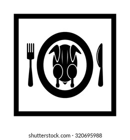 chicken knife fork plate