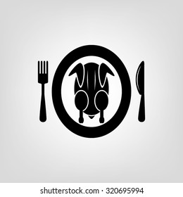 chicken knife fork plate