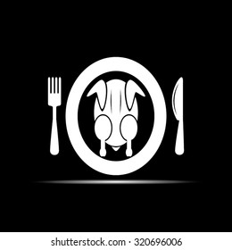 chicken knife fork plate