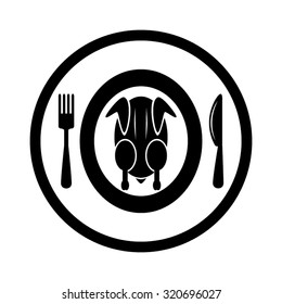 chicken knife fork plate