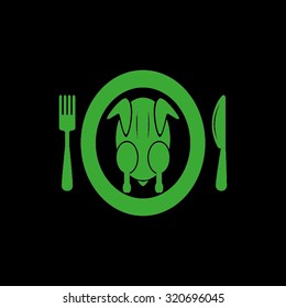chicken knife fork plate