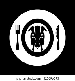 chicken knife fork plate