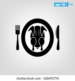 chicken knife fork plate