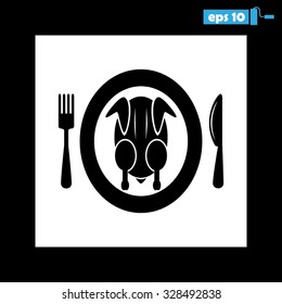 chicken knife fork plate