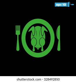 chicken knife fork plate