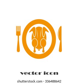 chicken knife fork plate