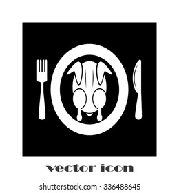 chicken knife fork plate