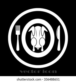 chicken knife fork plate