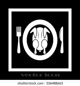 chicken knife fork plate