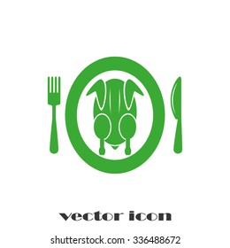 chicken knife fork plate