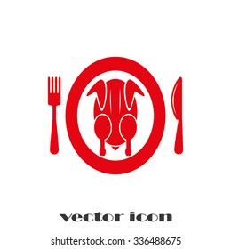 chicken knife fork plate