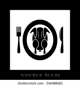 chicken knife fork plate