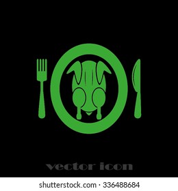 chicken knife fork plate
