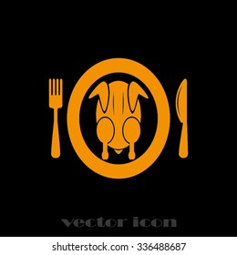 chicken knife fork plate