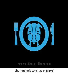 chicken knife fork plate