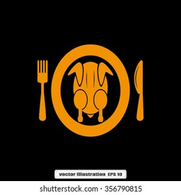 chicken knife fork plate