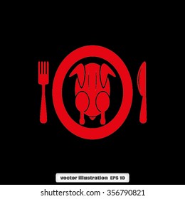 chicken knife fork plate