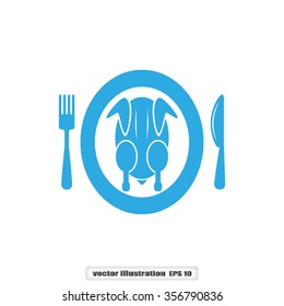 chicken knife fork plate