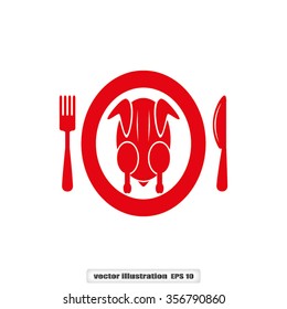 chicken knife fork plate