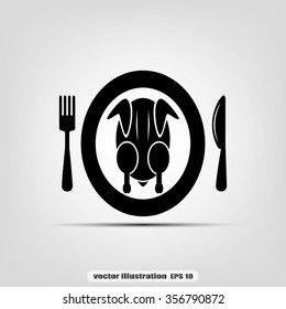 chicken knife fork plate