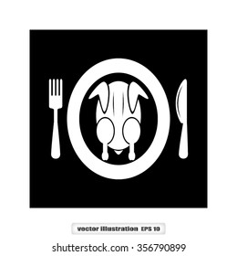 chicken knife fork plate