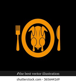 chicken knife fork plate